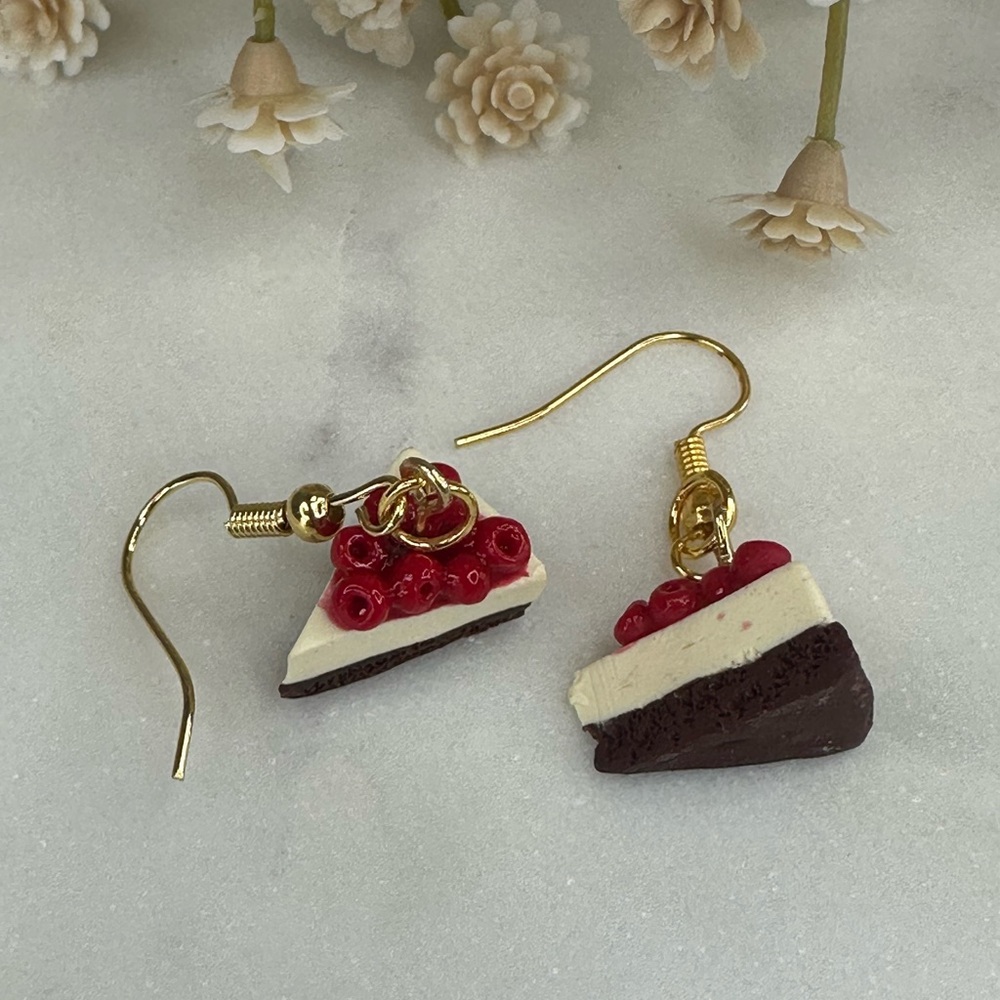 Cherry Chocolate Cake Slice Earrings